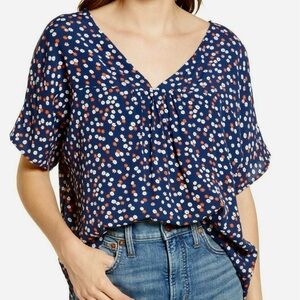 Madewell Blue Floral Boxy Blouse